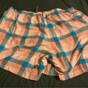 Men's Checkered Athletic Shorts in Blue and Orange